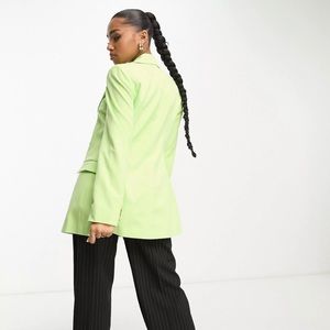 Fashion Nova Oversized Blazer in Lime